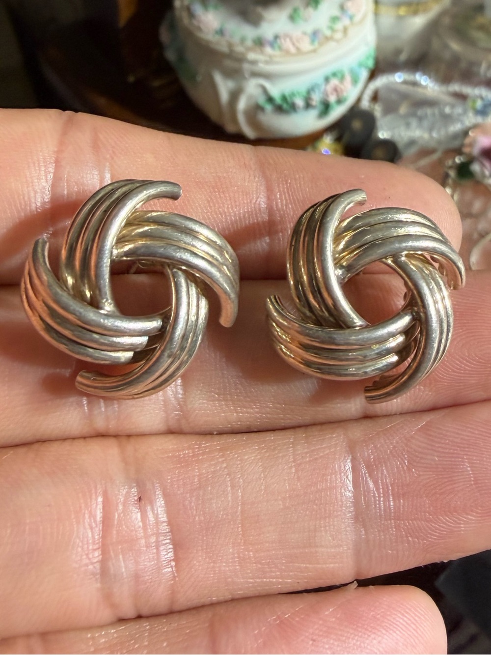 Vintage 925 Sterling Silver Cable Criss-Cross Earrings